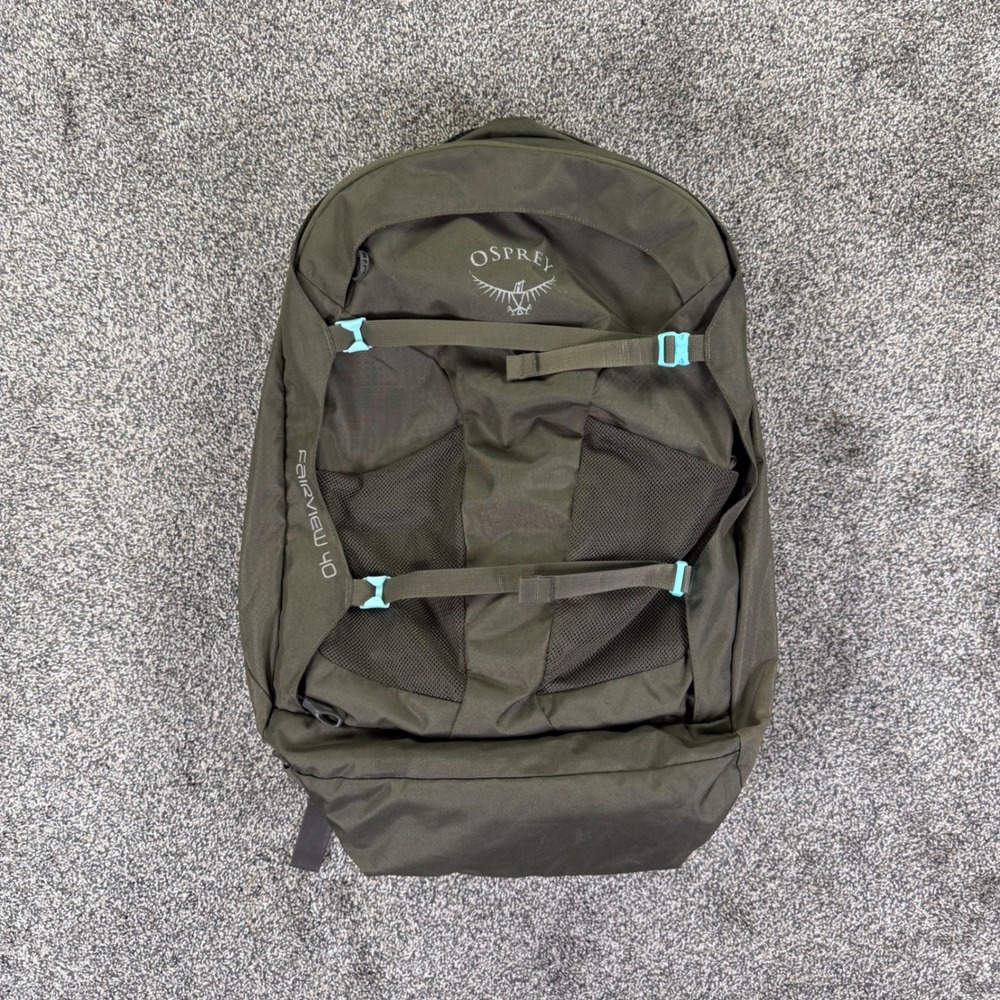 Osprey Fairview 40 Travel Backpack Olive Green Carry On Bag Duffle Strap